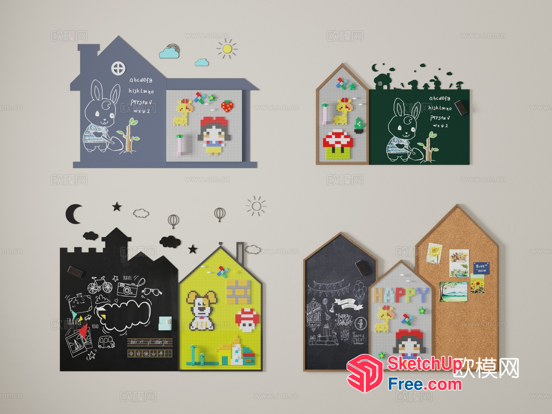 Cute Cartoon House Illustrations 3D SketchUp File