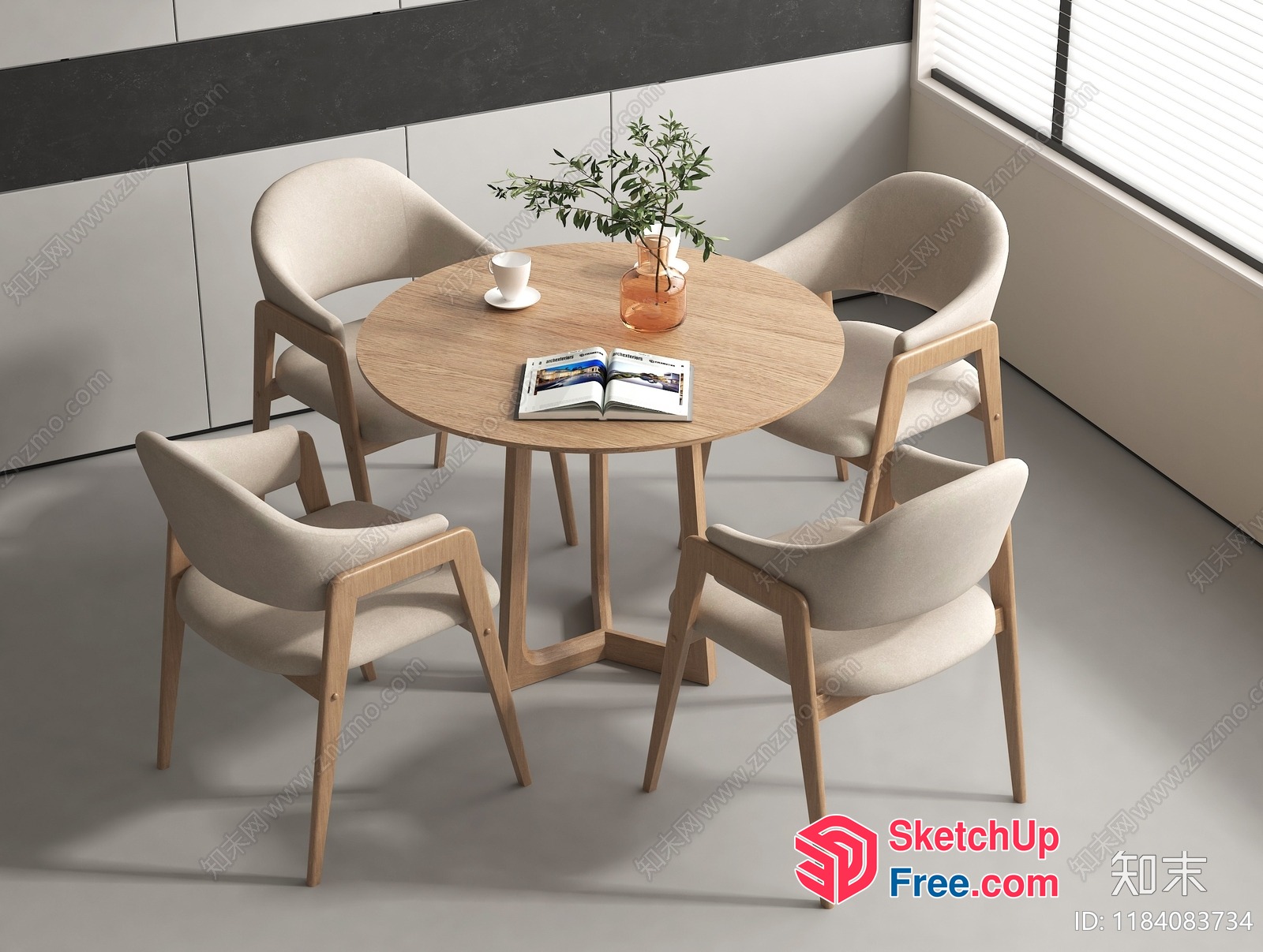 Modern Minimalist Round Dining Table And Chairs 3D SketchUp File