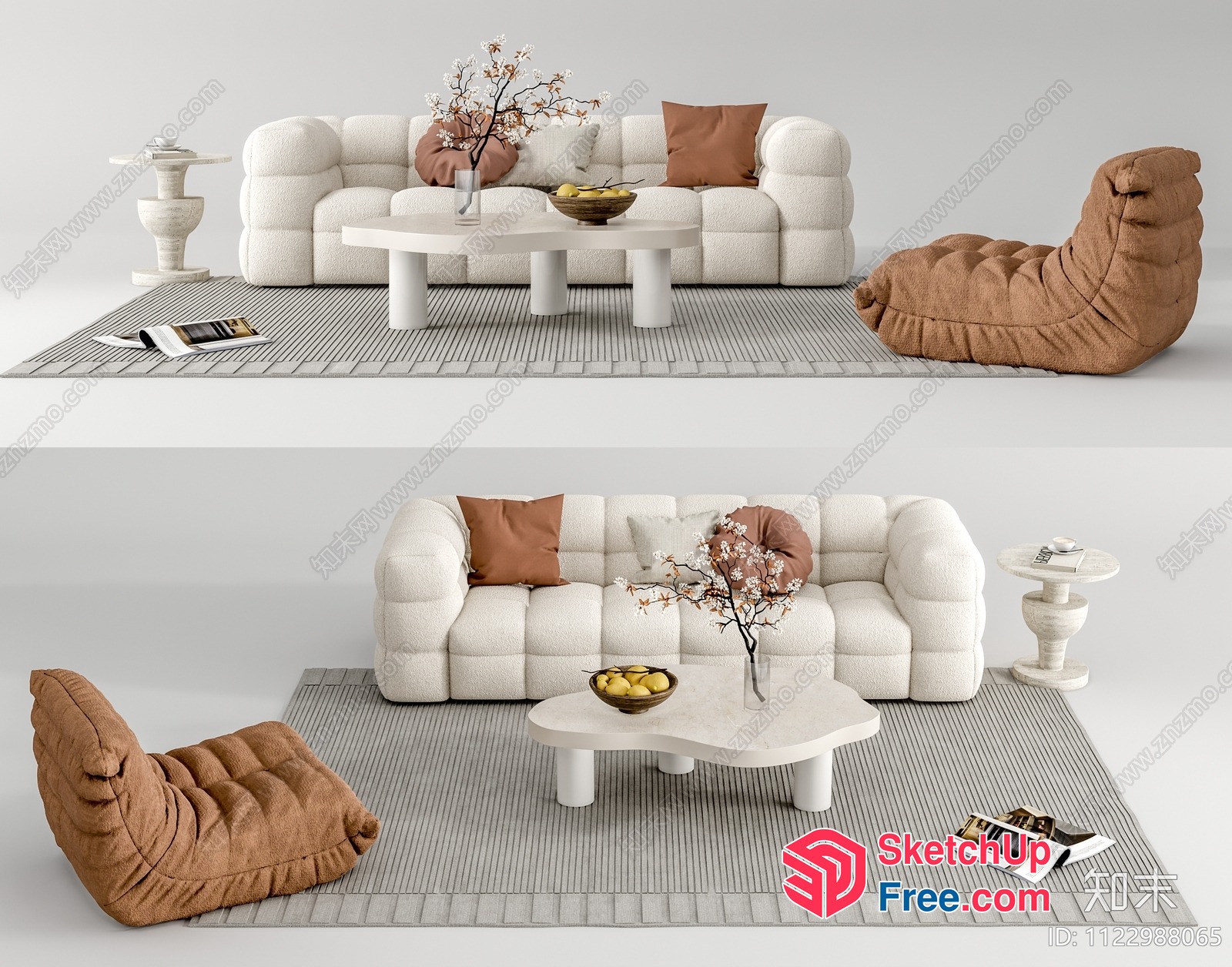 Modern Minimalist Living Room Furniture Set 3D SketchUp File
