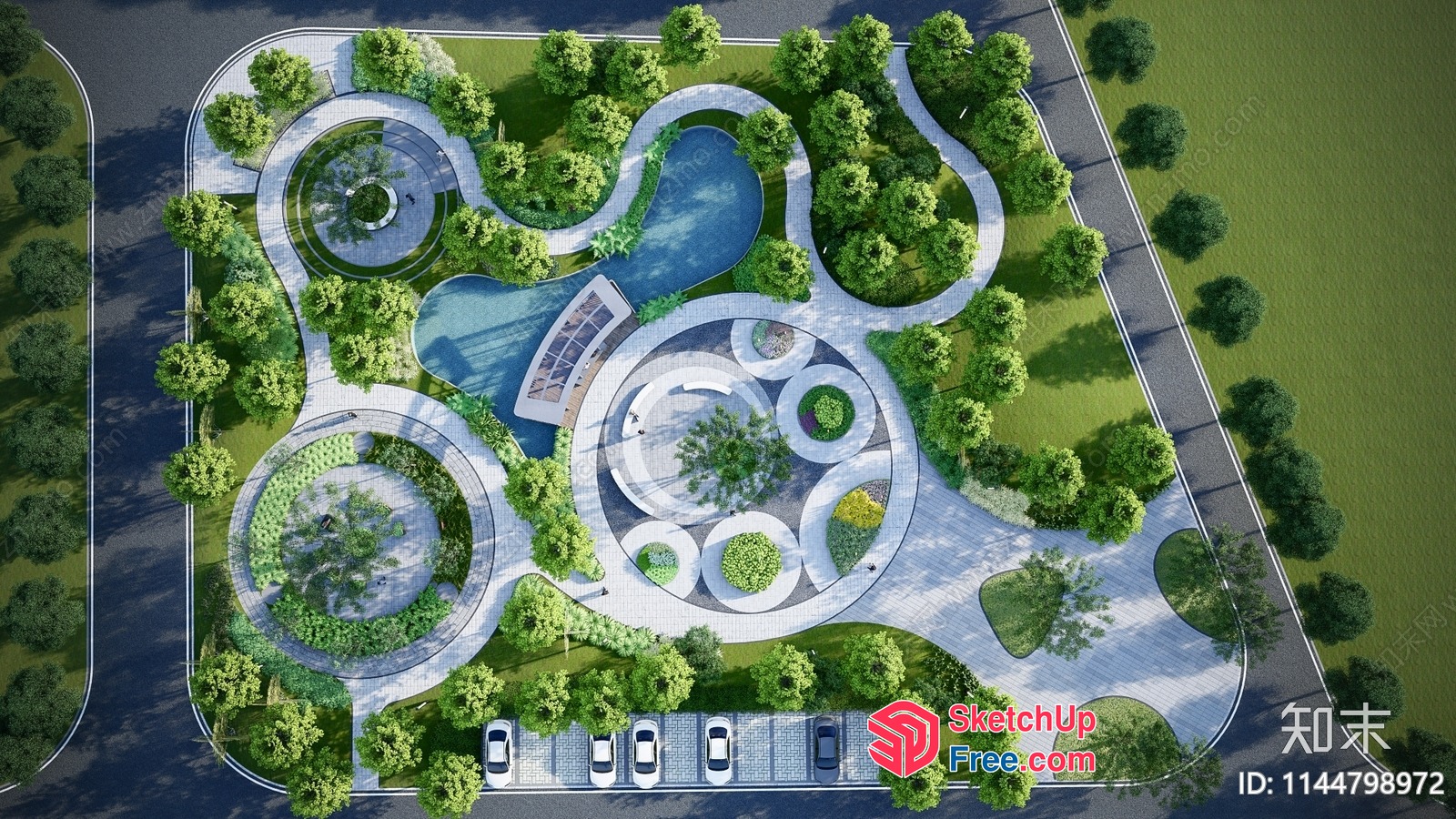 Modern Architectural Design With Circular Elements 3D SketchUp File