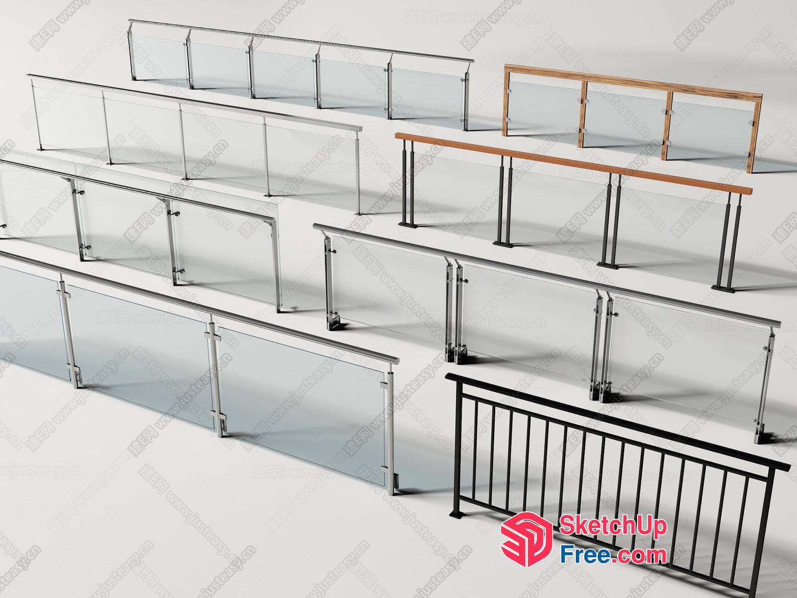 Stairway Glass Railing System 3D SketchUp File