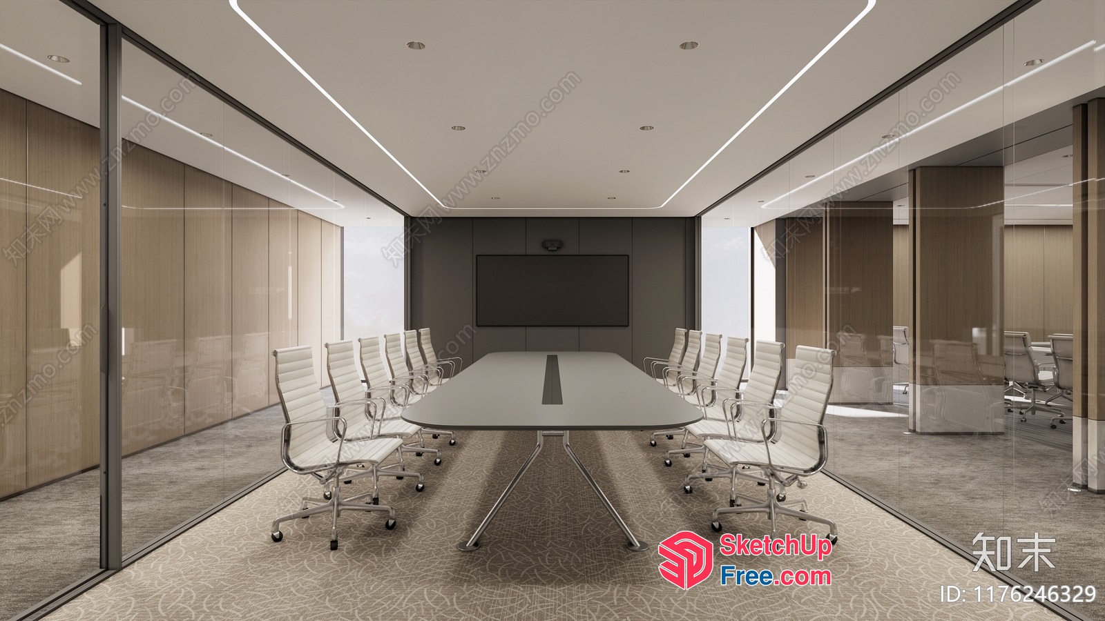 Modern Minimalist Office Conference Room Interior 3D SketchUp File