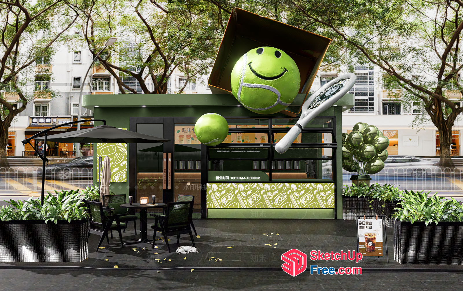 Tennis Ball-Themed Outdoor Cafe 3D SketchUp File