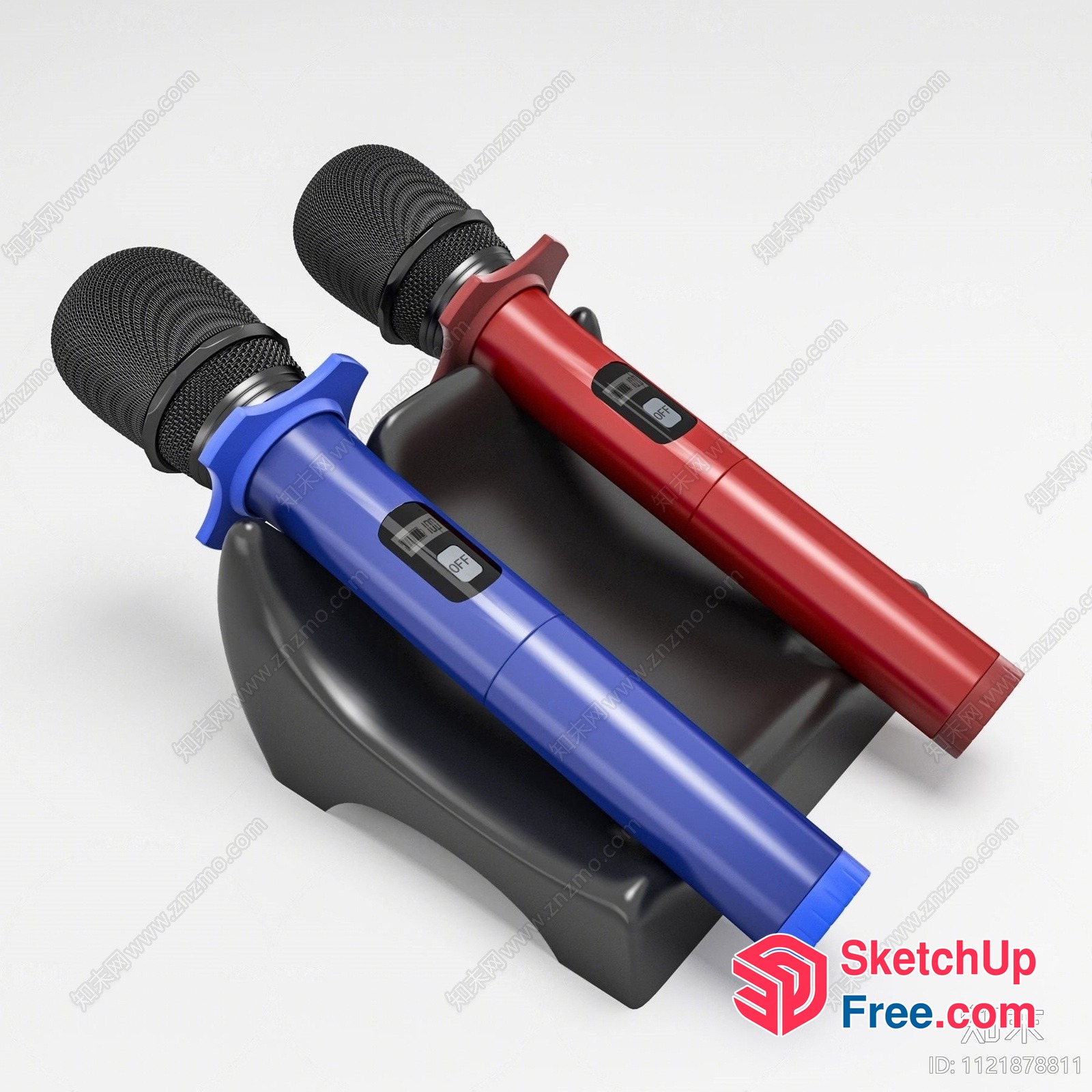 Two Microphones On A Stand 3D SketchUp File