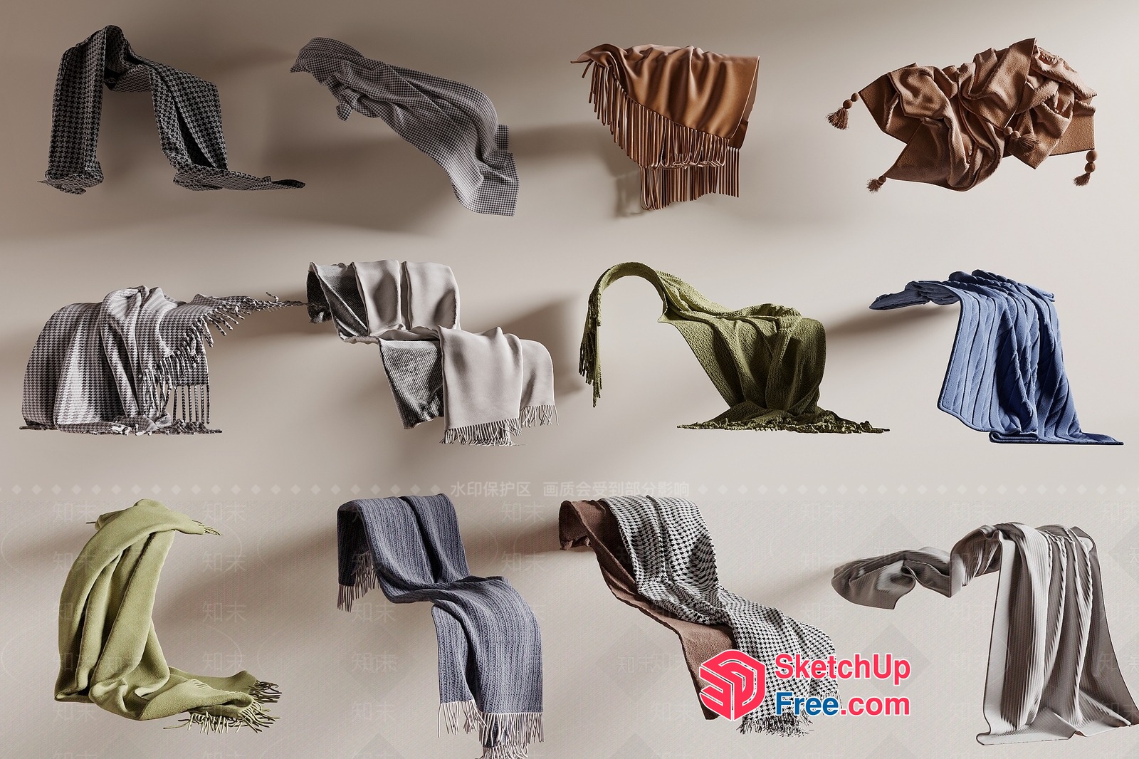 Scarves And Blankets Collection 3D SketchUp File