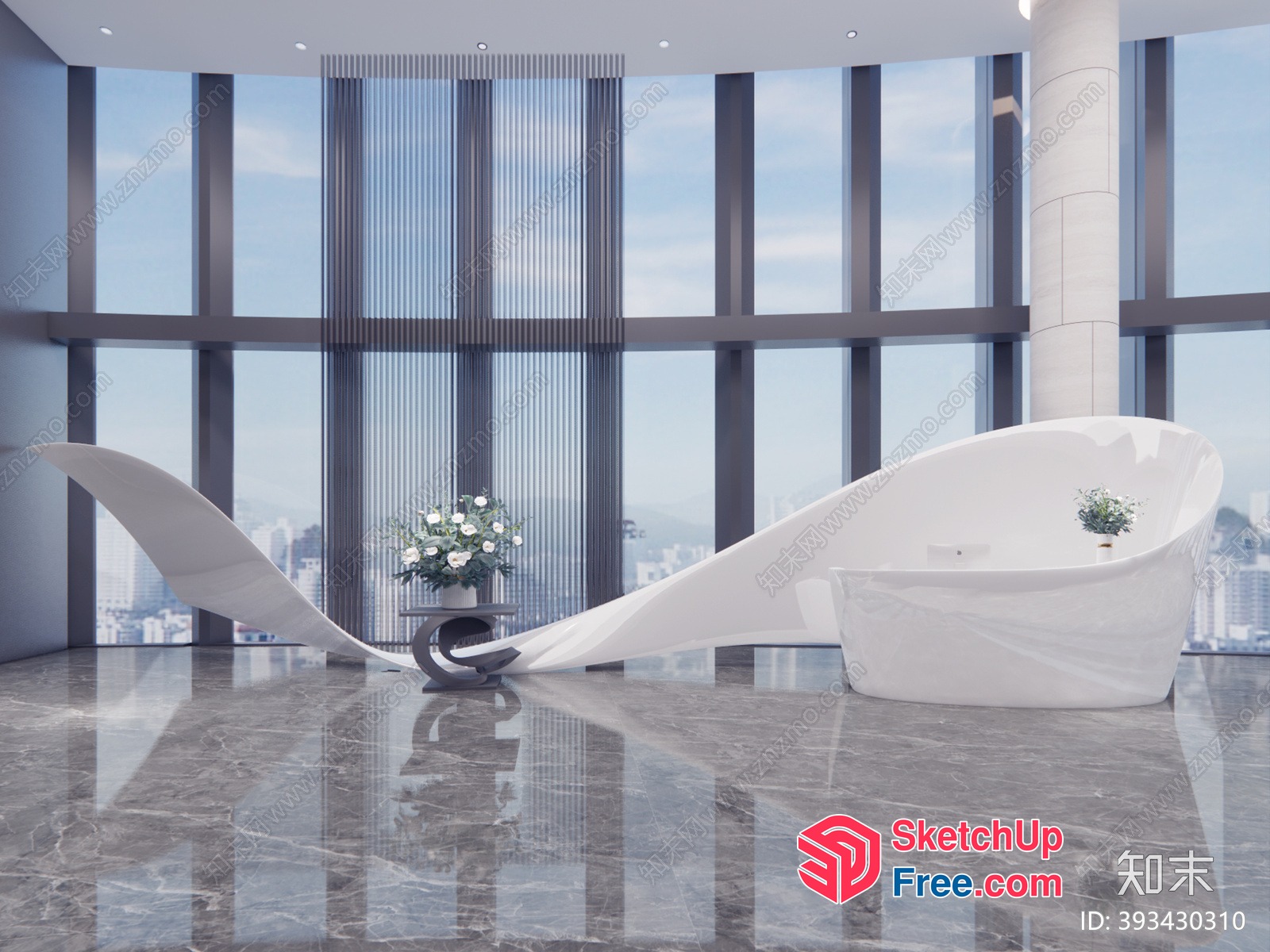 Sleek And Modern Glass Curtain Wall 3D SketchUp File
