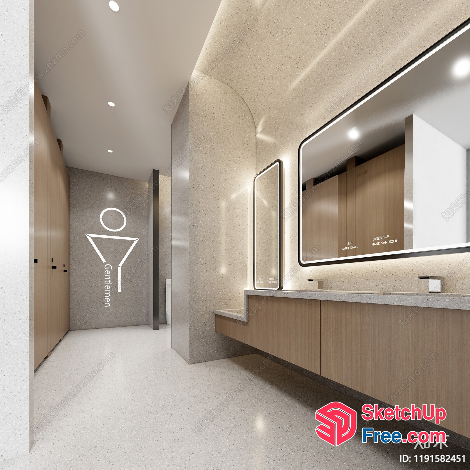 Modern Bathroom Interior With Gentleman Sign 3D SketchUp File