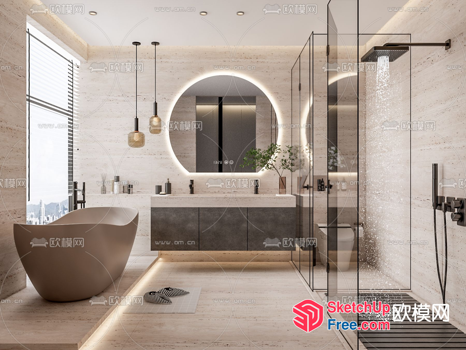 Modern Bathroom Interior Design With Luxurious Features 3D SketchUp File
