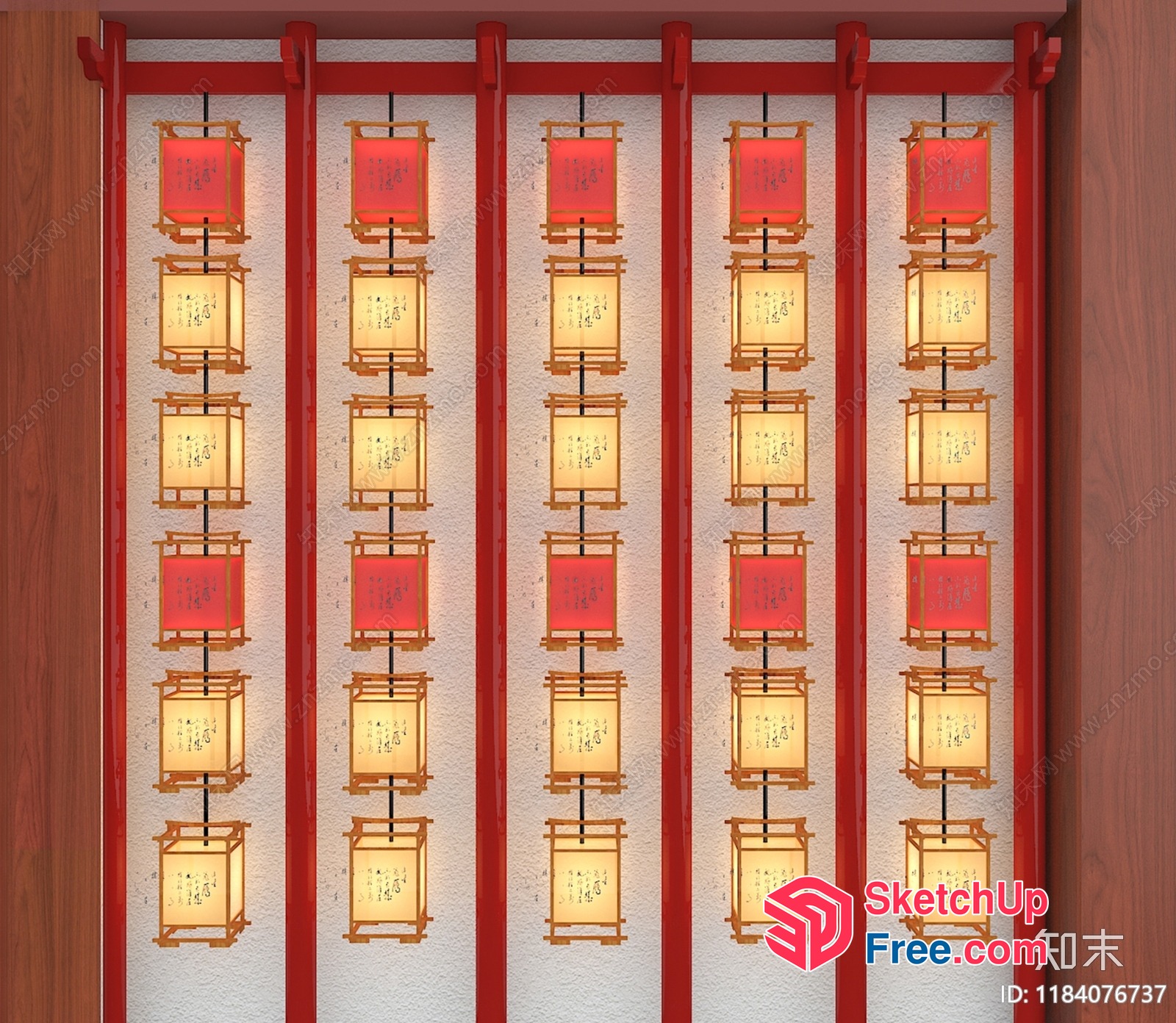 Asian-Inspired Lantern Ceiling 3D SketchUp File