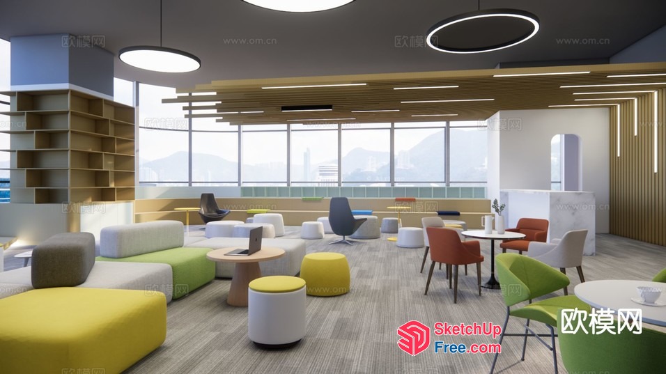 Modern Office Space With Natural Light And Comfortable Seating 3D SketchUp File