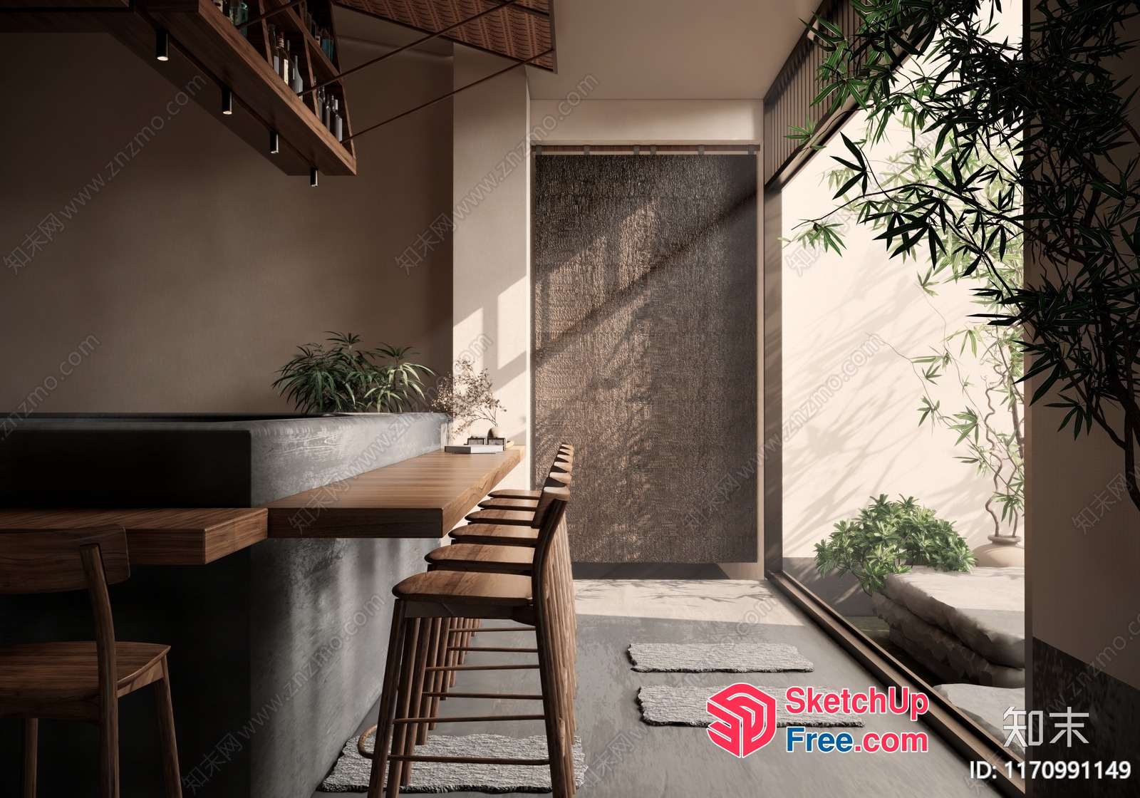 Modern Japanese Style Home Interior With Wood Accents 3D SketchUp File