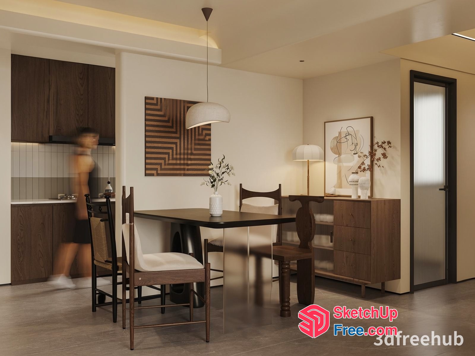 Minimalist Dining Room With Modern Furniture And Decor 3D SketchUp File