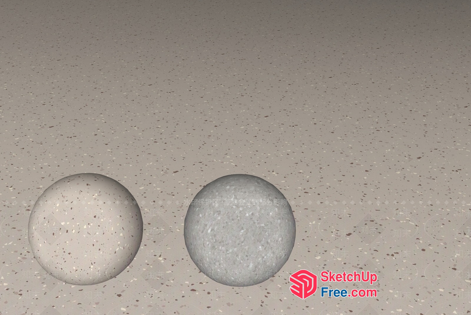 Two Grey Spheres On A Gray Floor 3D SketchUp File