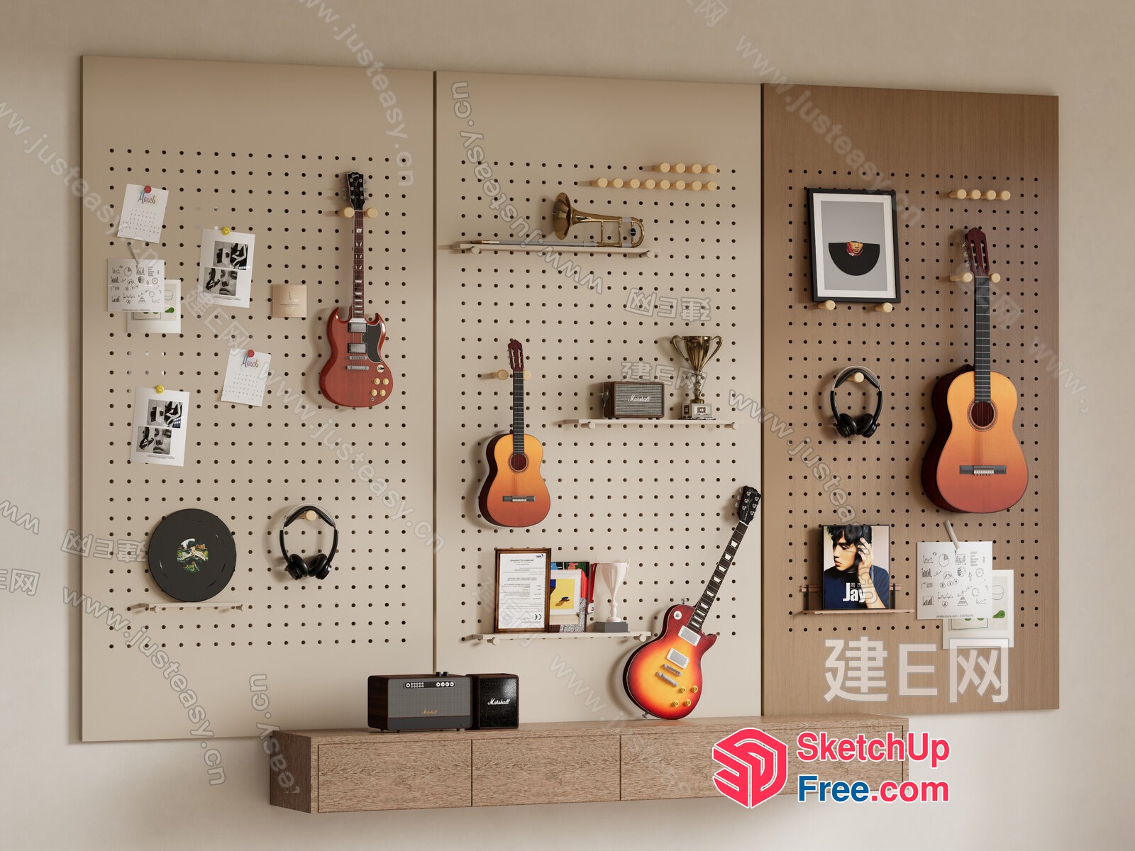 Music-Inspired Home Decor With Musical Instruments 3D SketchUp File