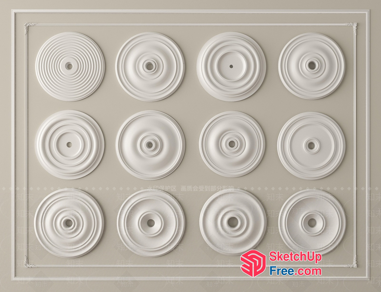 Classic White Ceiling Decorations 3D SketchUp File