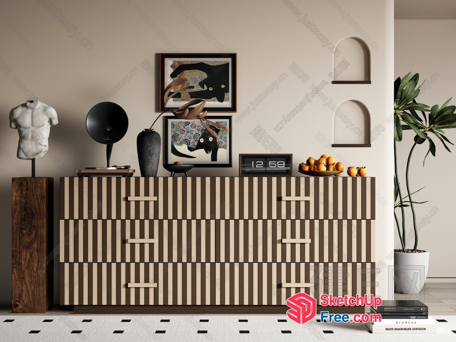 Modern Striped Furniture And Decor 3D SketchUp File