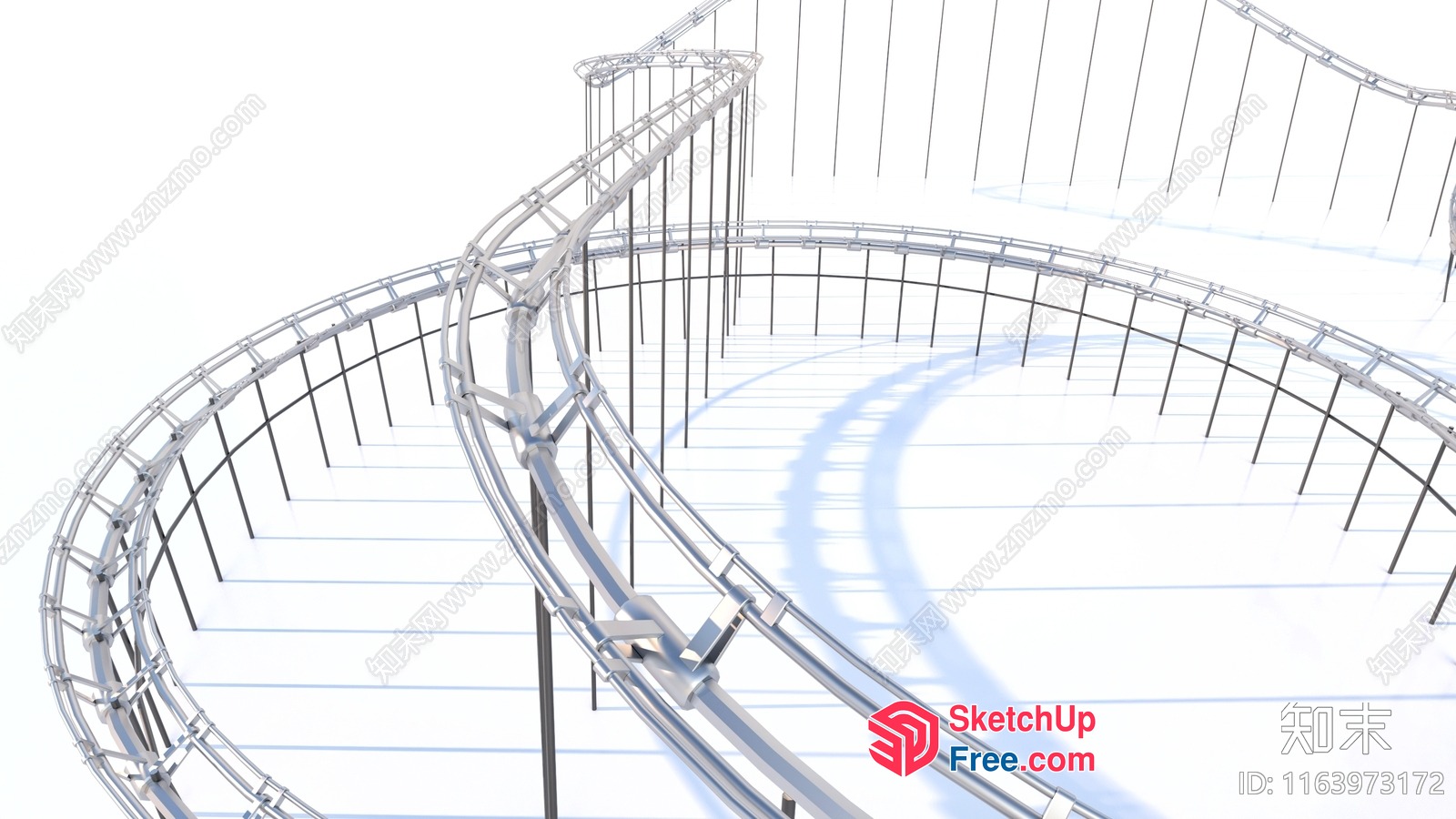 Modern Stairway With Sleek Railing Design 3D SketchUp File