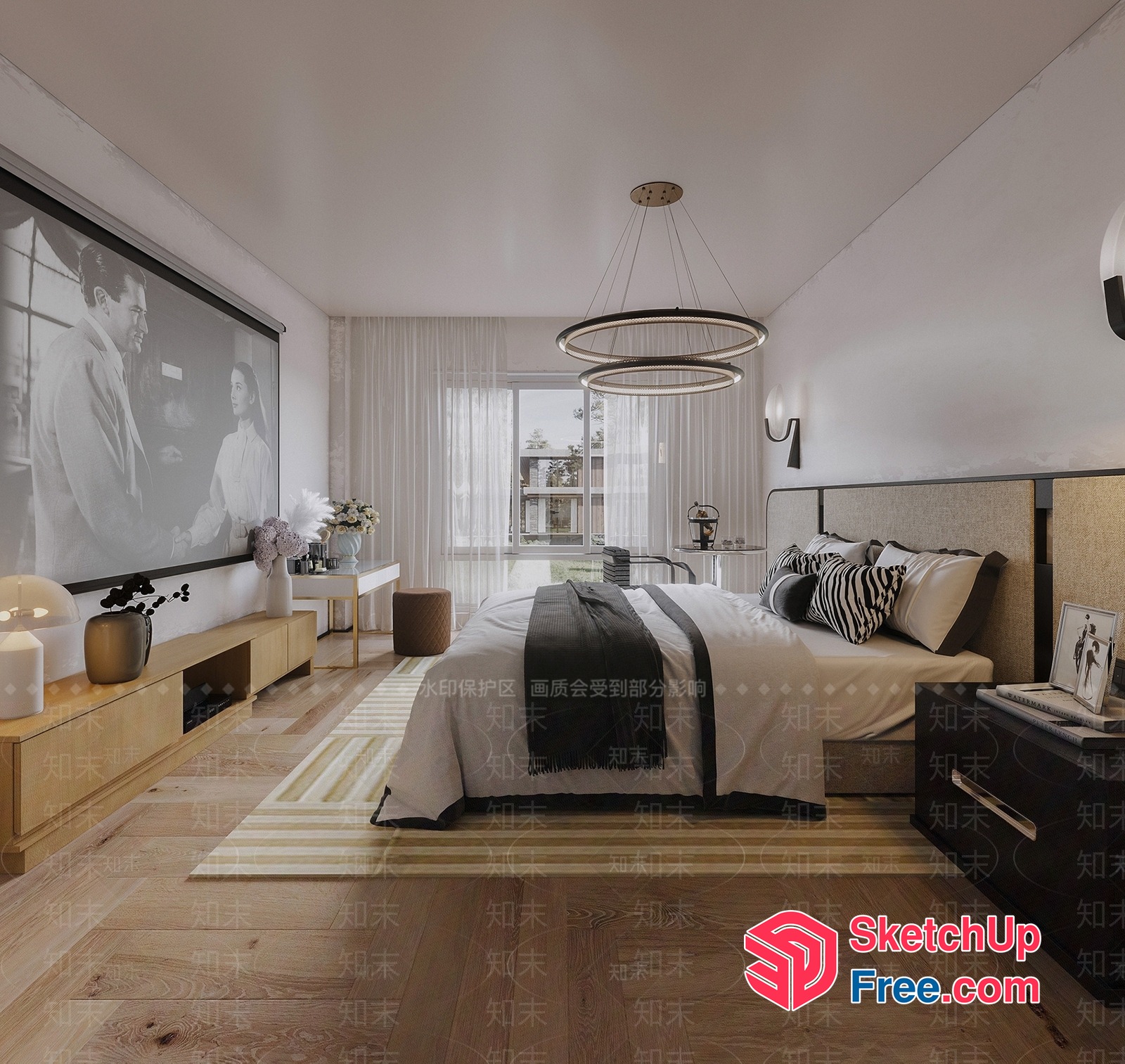 Modern Bedroom Design With Neutral Color Palette And Natural Light 3D SketchUp File