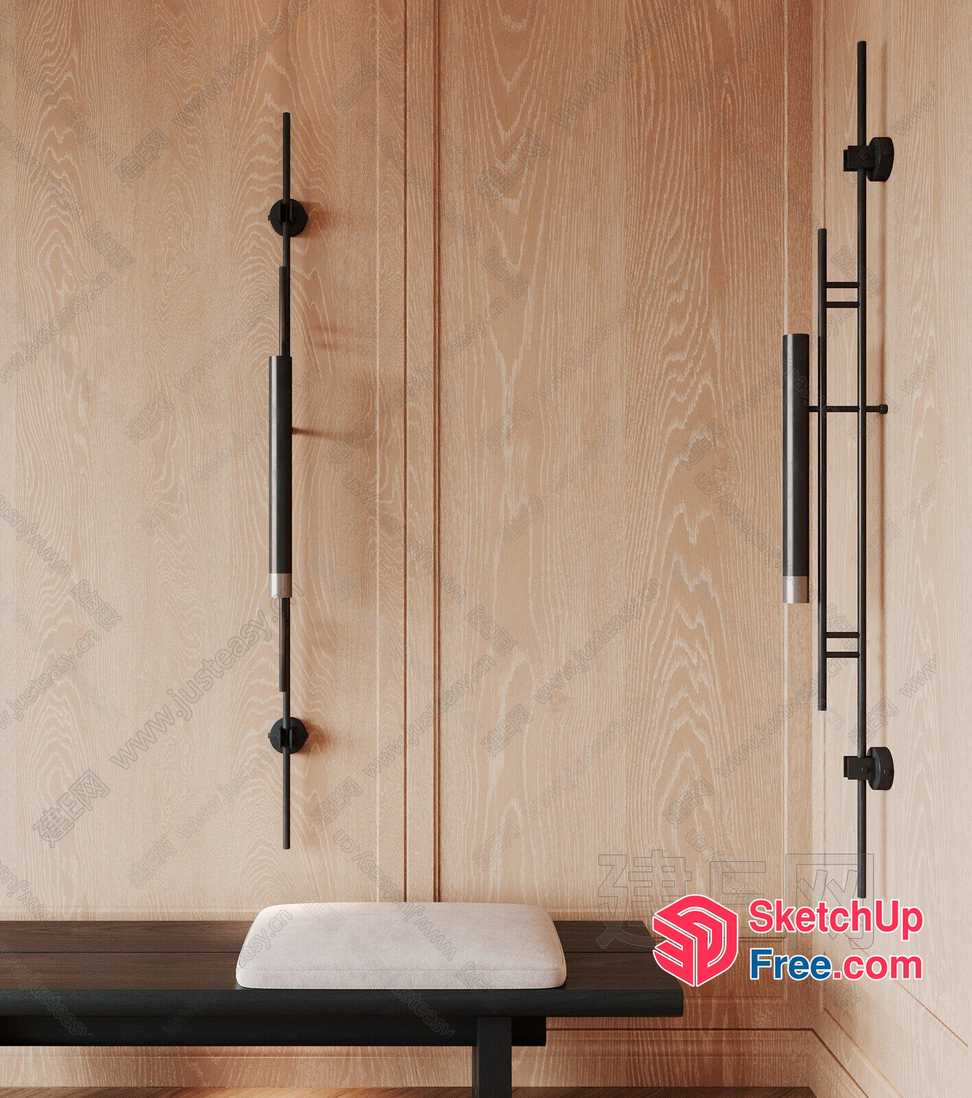 Minimalist Japanese Style Bench And Wall Decor 3D SketchUp File