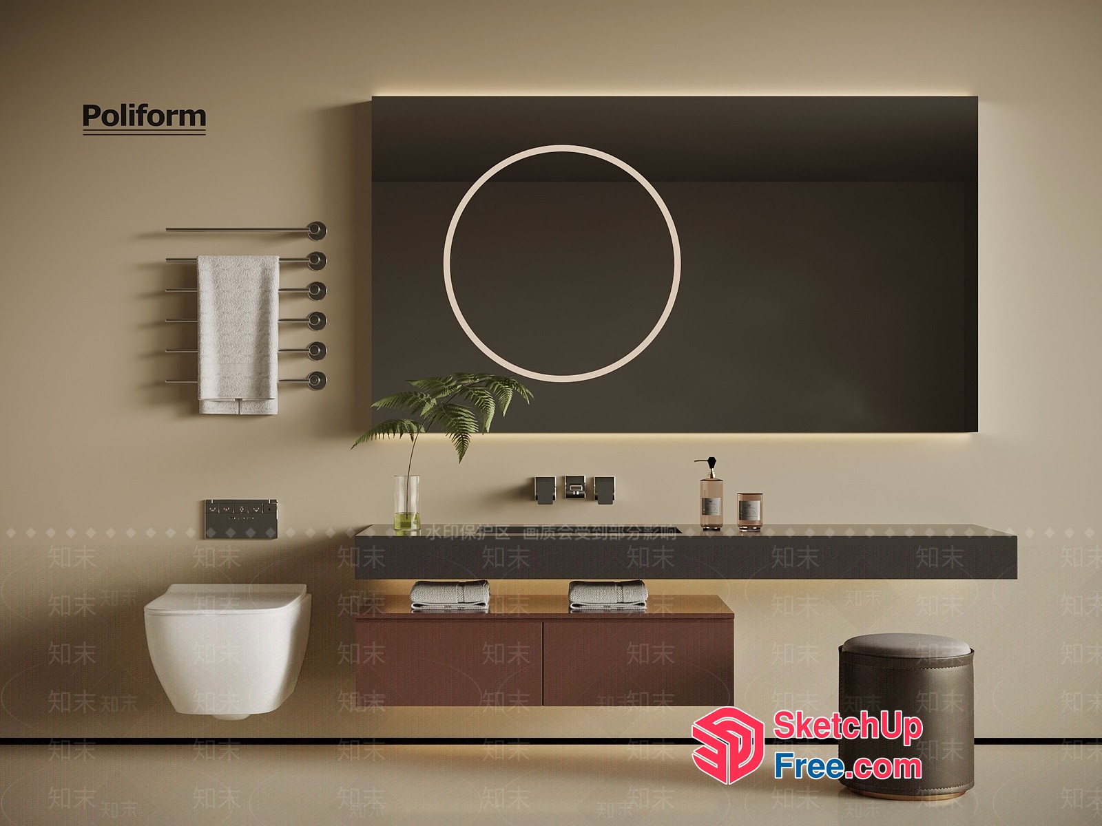 Modern Bathroom Decor With Sleek Fixtures And Minimalist Style 3D SketchUp File