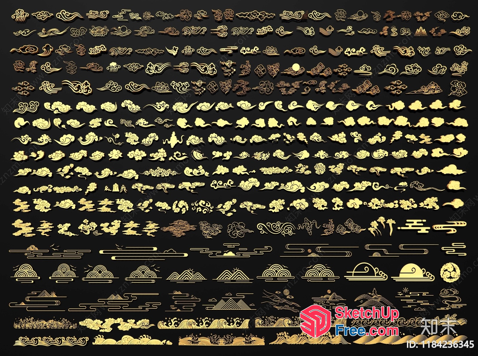 Chinese Style Decorative Elements Collection 3D SketchUp File