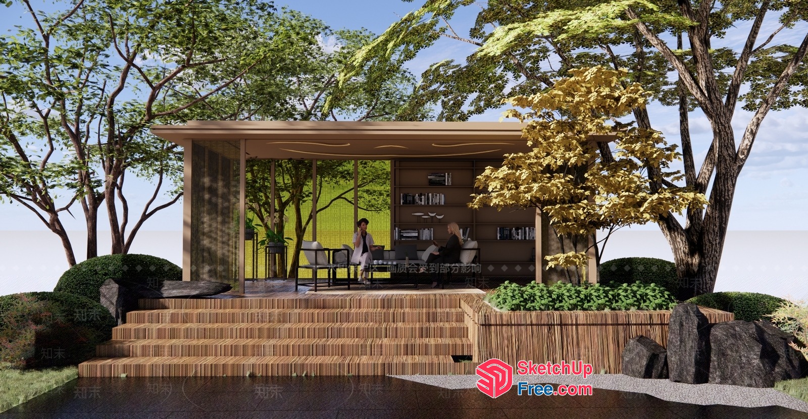Elegant Modern Japanese Style Villa Exterior 3D SketchUp File