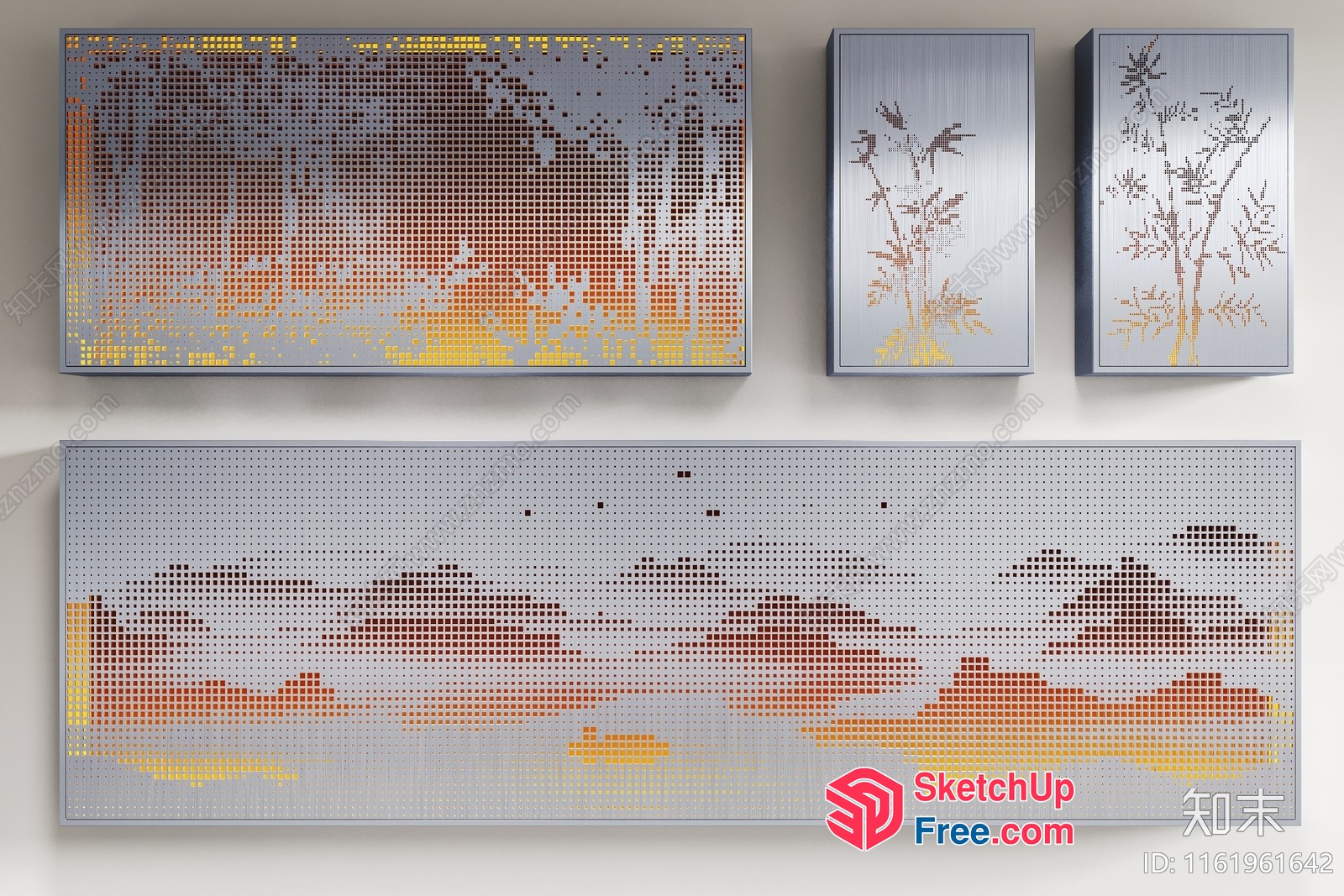 Modern Perforated Metal Wall Art 3D SketchUp File