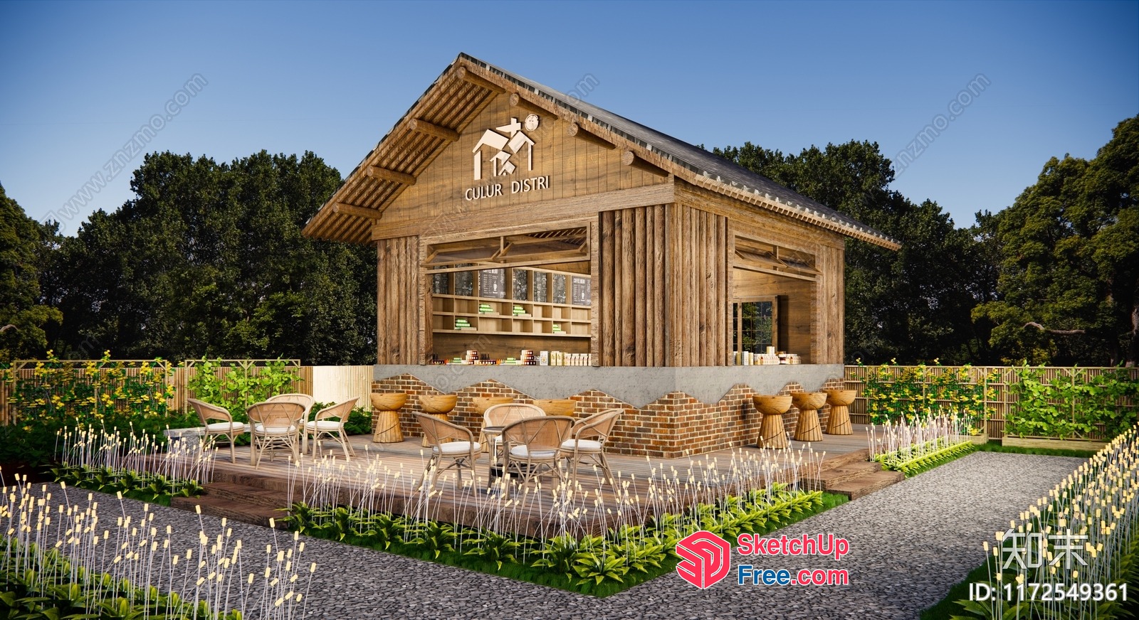 Rustic Wooden Exterior With Elegant Decor 3D SketchUp File