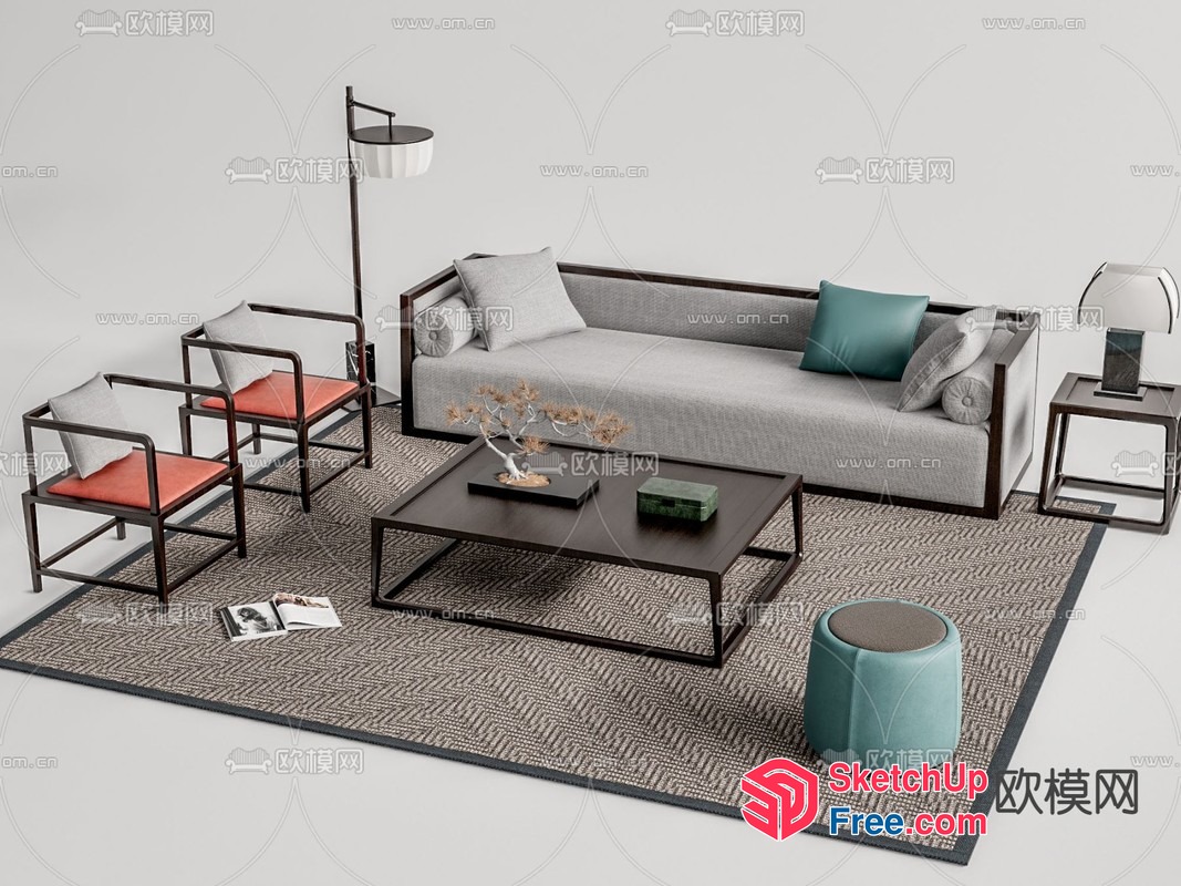 Minimalist Living Room With Japanese Decor And Scandinavian Style 3D SketchUp File