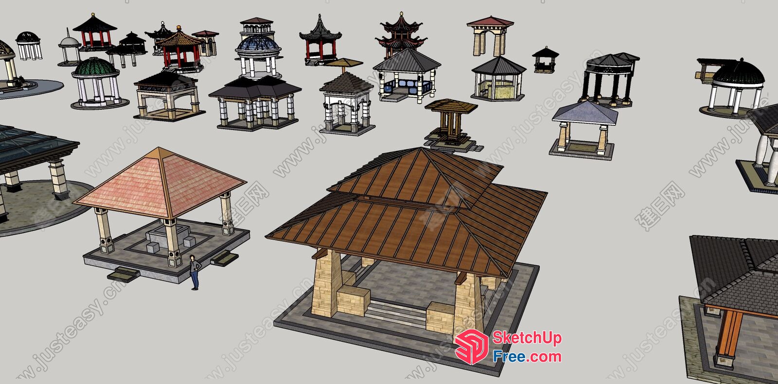 Asian-Inspired Architectural Models 3D SketchUp File