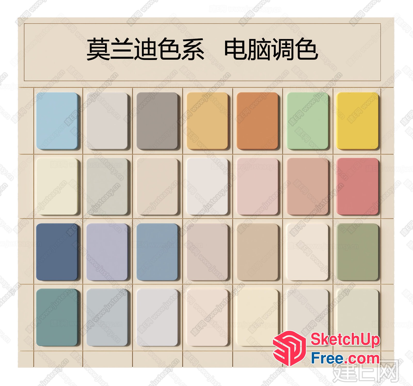 Colorful Palette Of Pastel Shades 3D SketchUp File