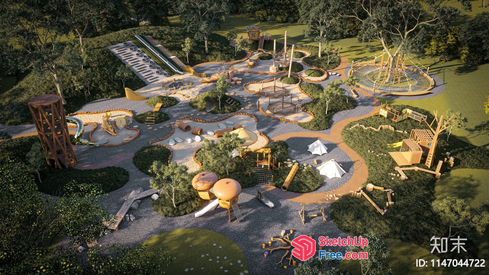 Aerial View Of A Serene Outdoor Playground 3D SketchUp File