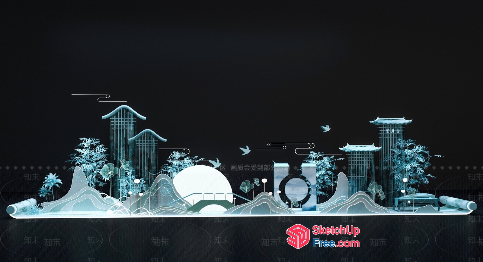 Asian-Inspired Cityscape With Tropical Flair 3D SketchUp File