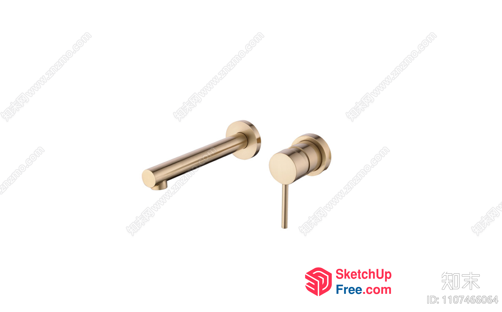 Modern Brass Faucet And Handle 3D SketchUp File
