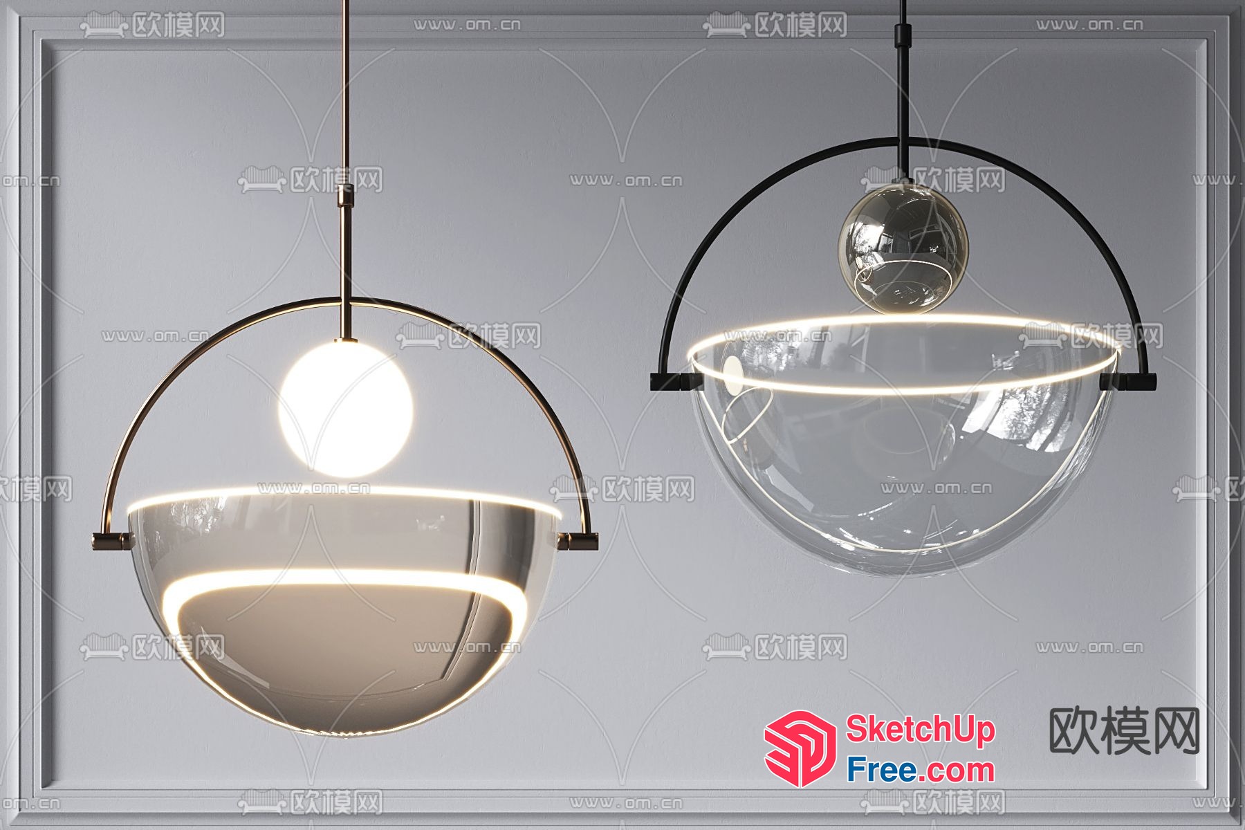 Modern Glass Pendant Lighting Fixture 3D SketchUp File
