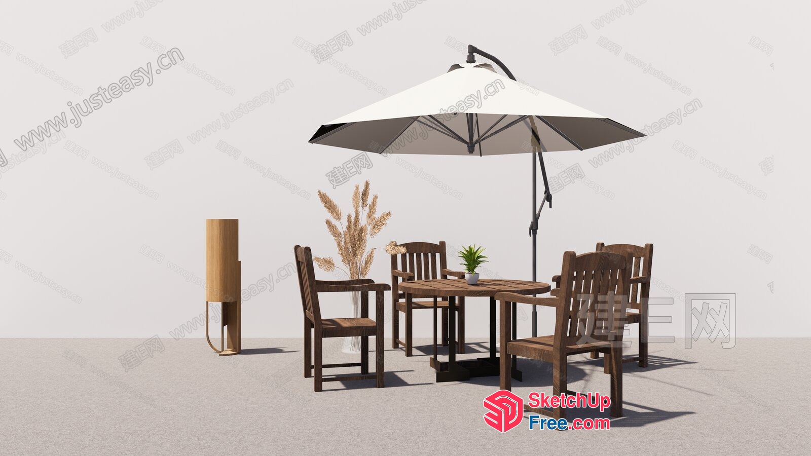 Outdoor Dining Space With Table And Chairs 3D SketchUp File