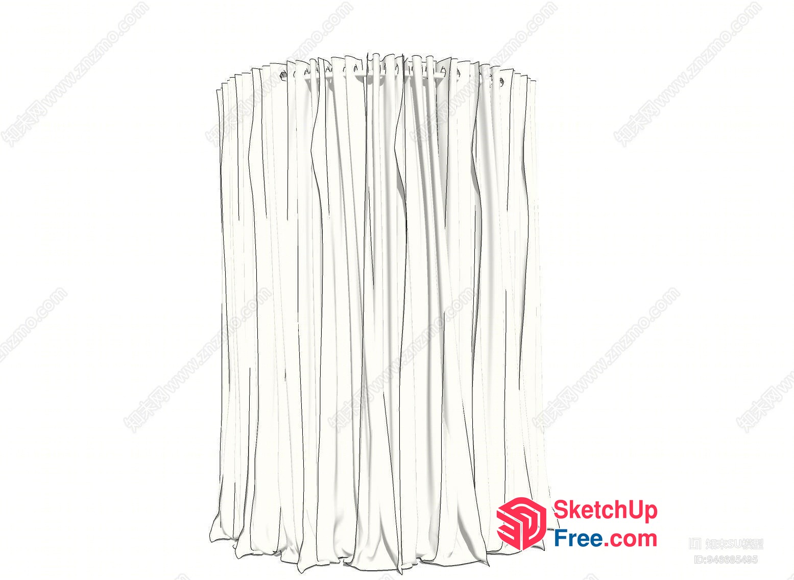 White Curtain With Black Outline 3D SketchUp File