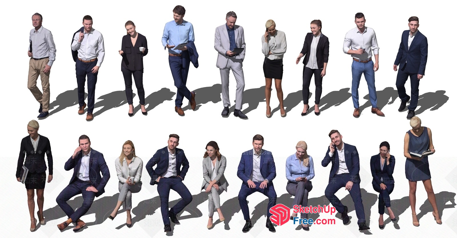 Office Workers In Professional Attire 3D SketchUp File