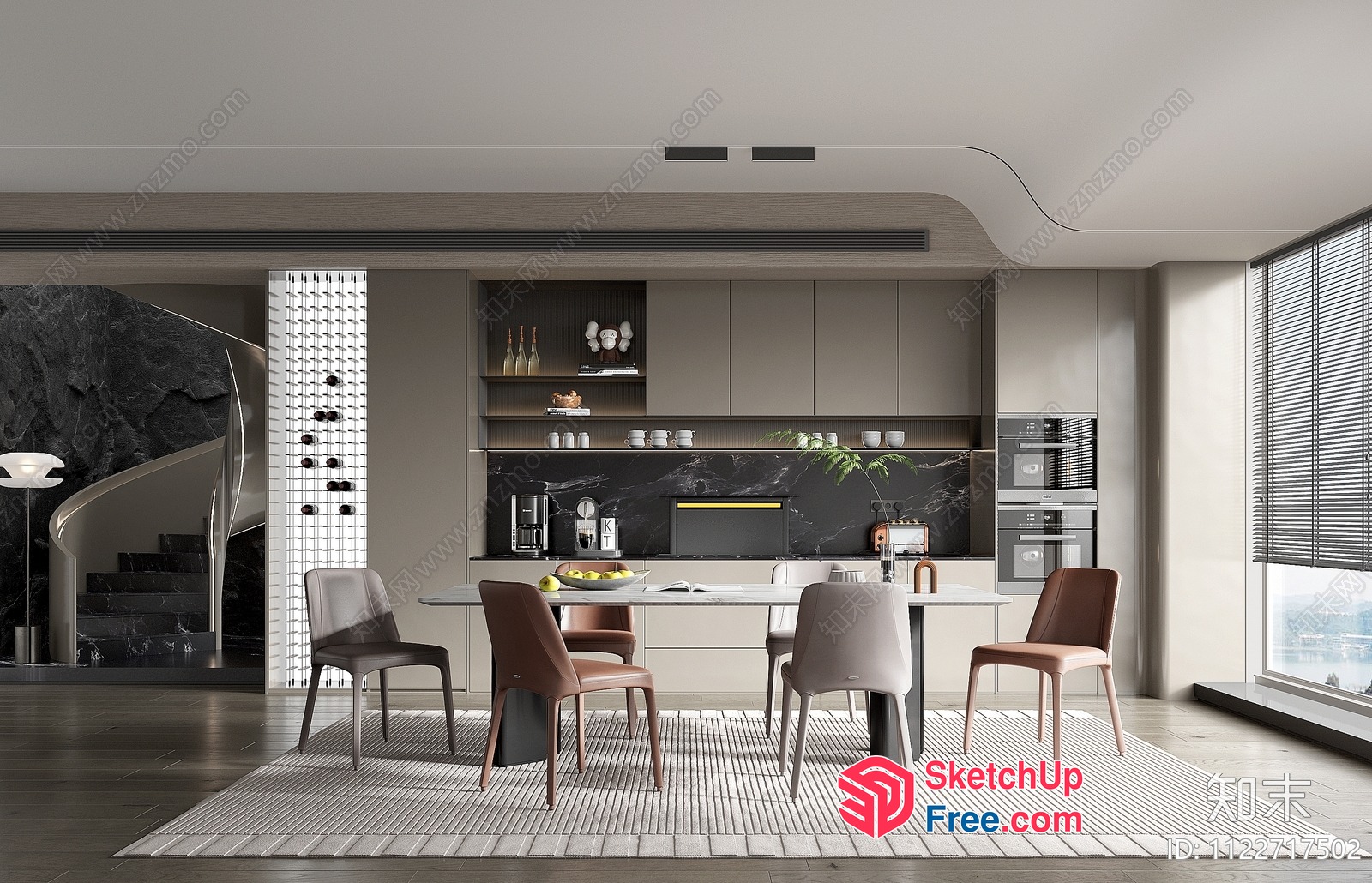 Modern Minimalist Dining Room With Sleek Furniture 3D SketchUp File