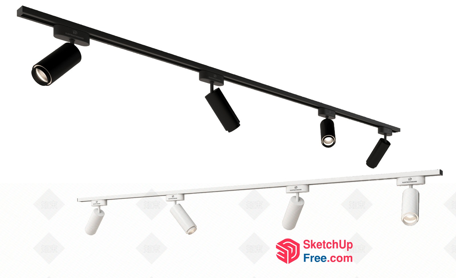 Modern Black And White Track Lighting Fixtures 3D SketchUp File