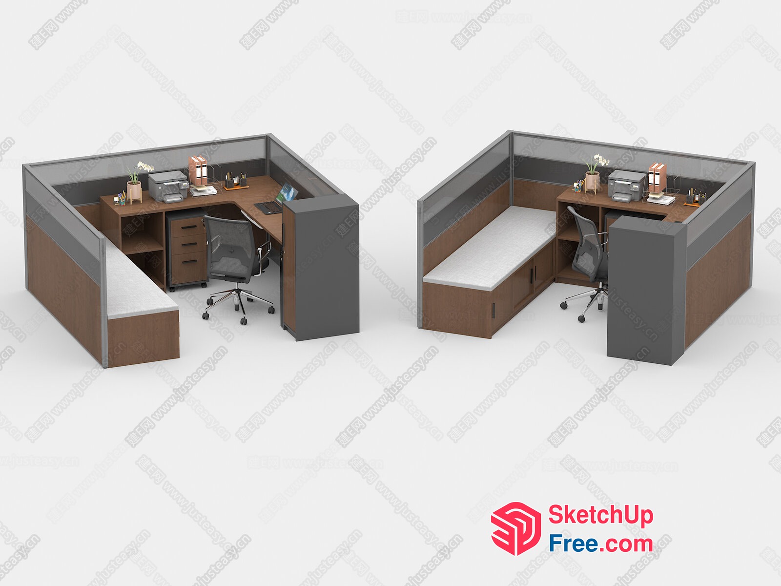 Office Cubicle With Desk And Chair 3D SketchUp File