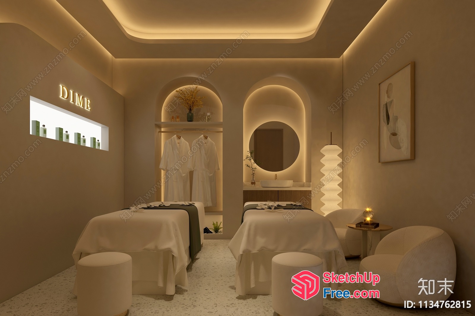Spa Room With Massage Tables And White Decor 3D SketchUp File