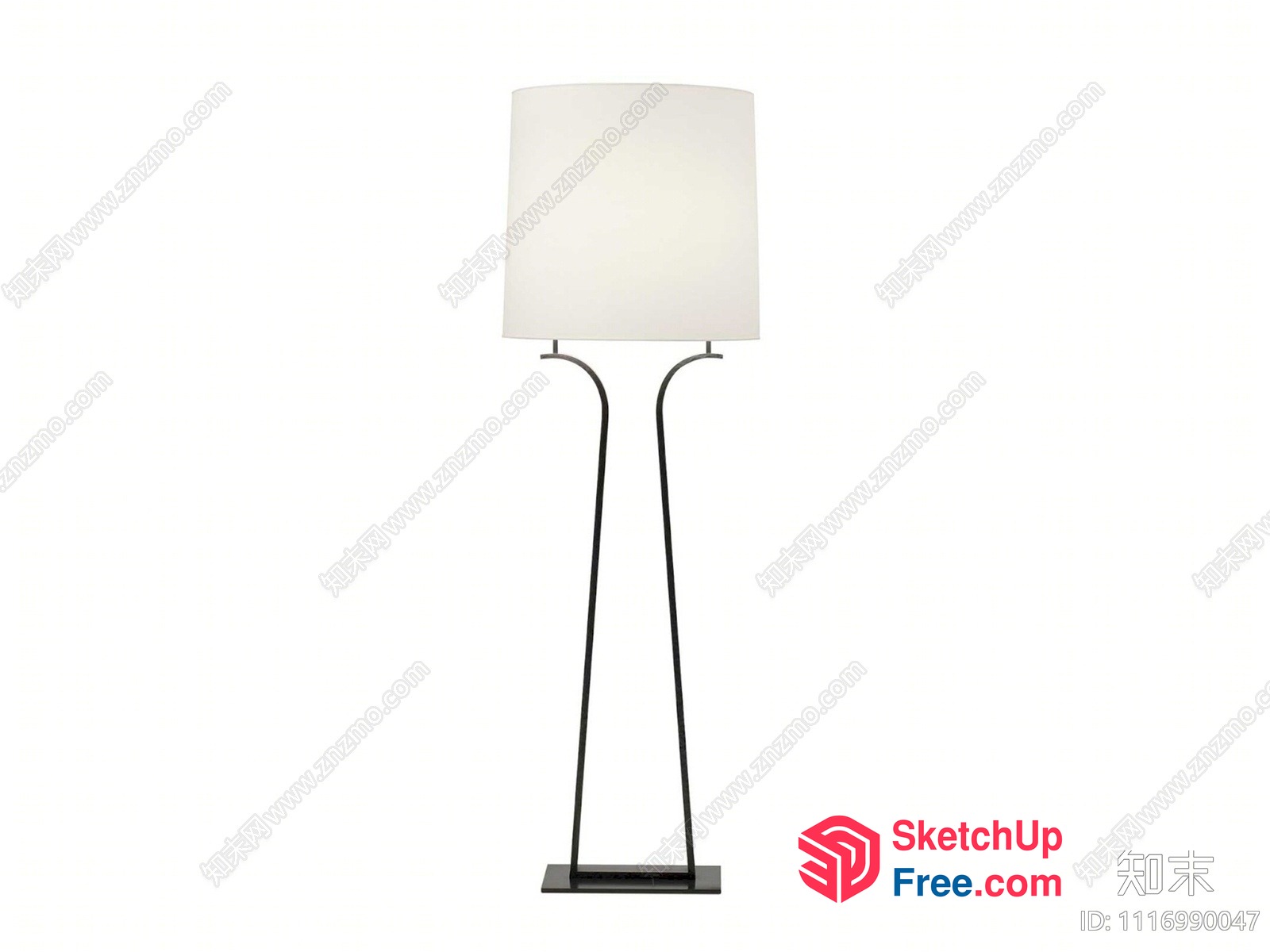 Modern Floor Lamp With White Shade And Black Base 3D SketchUp File