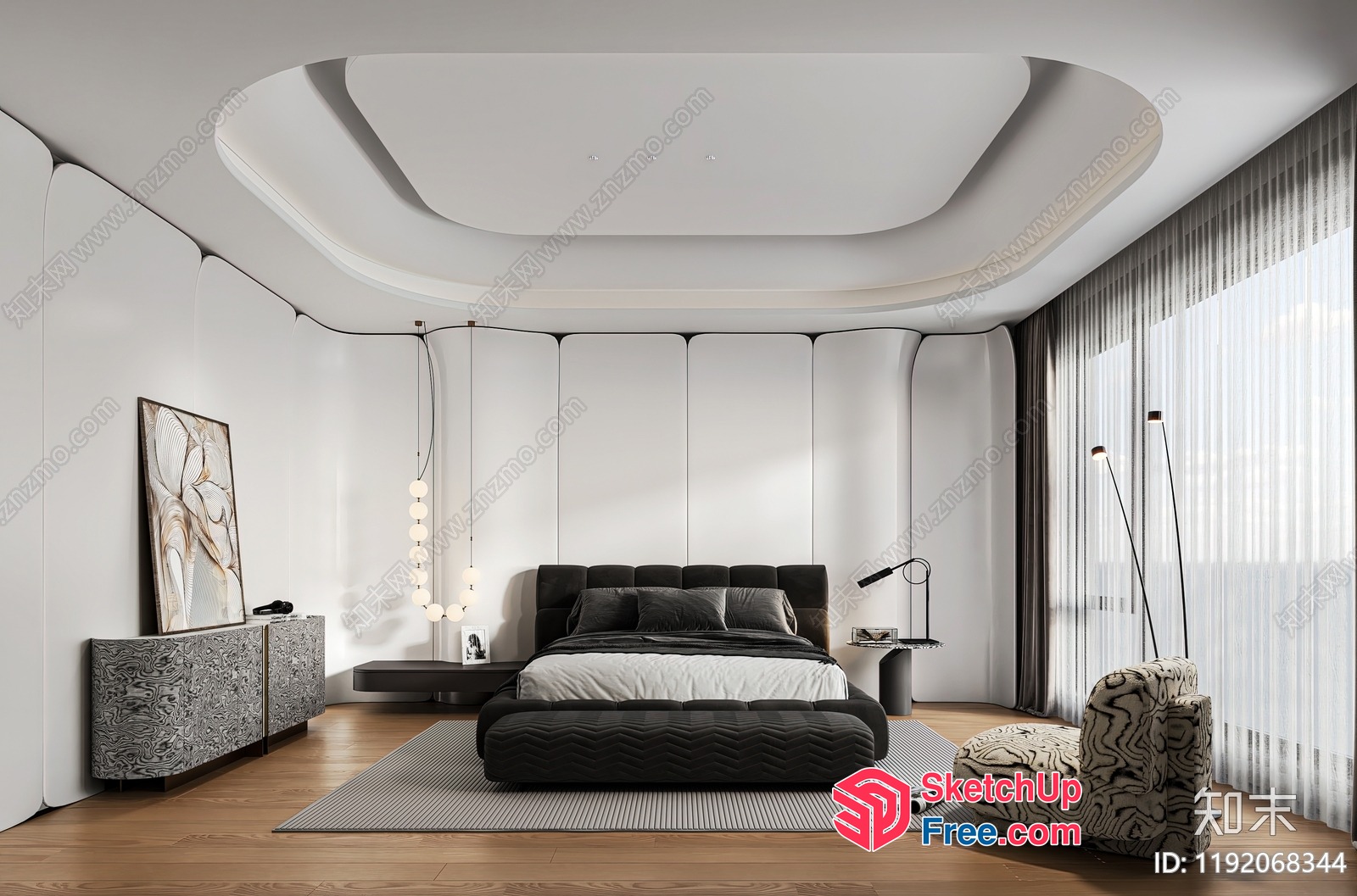 Sleek And Modern Bedroom Interior 3D SketchUp File