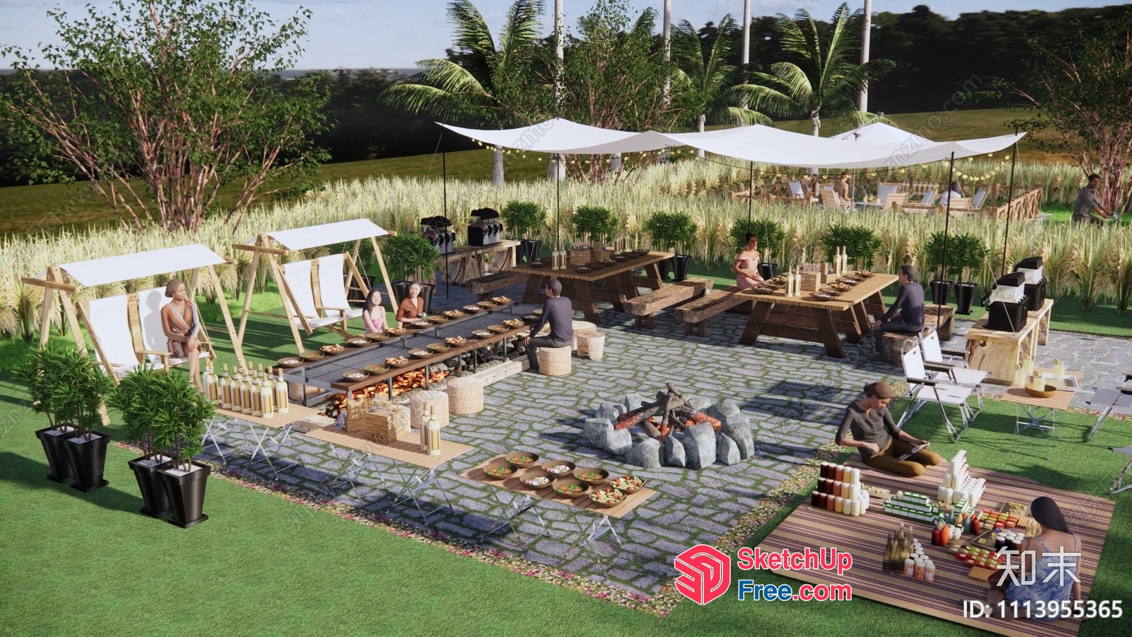 Outdoor Dining And Relaxation Area 3D SketchUp File