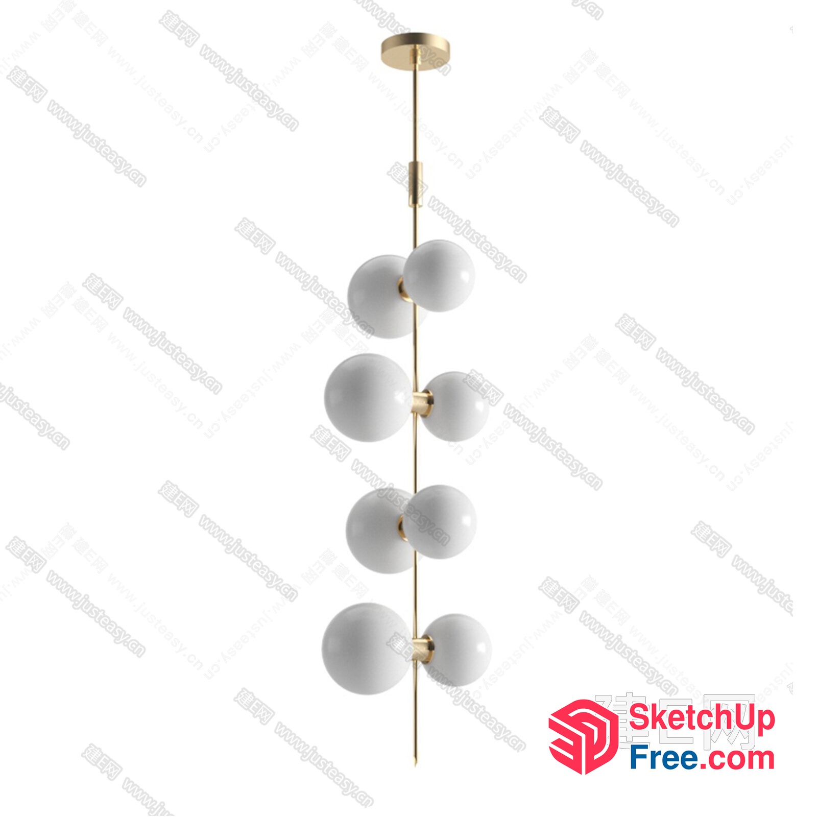 Suspended Lighting Fixture With White Glass Balls 3D SketchUp File