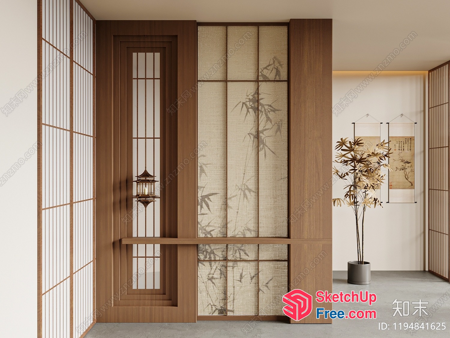 Japanese Style Decorative Wall Partition 3D SketchUp File