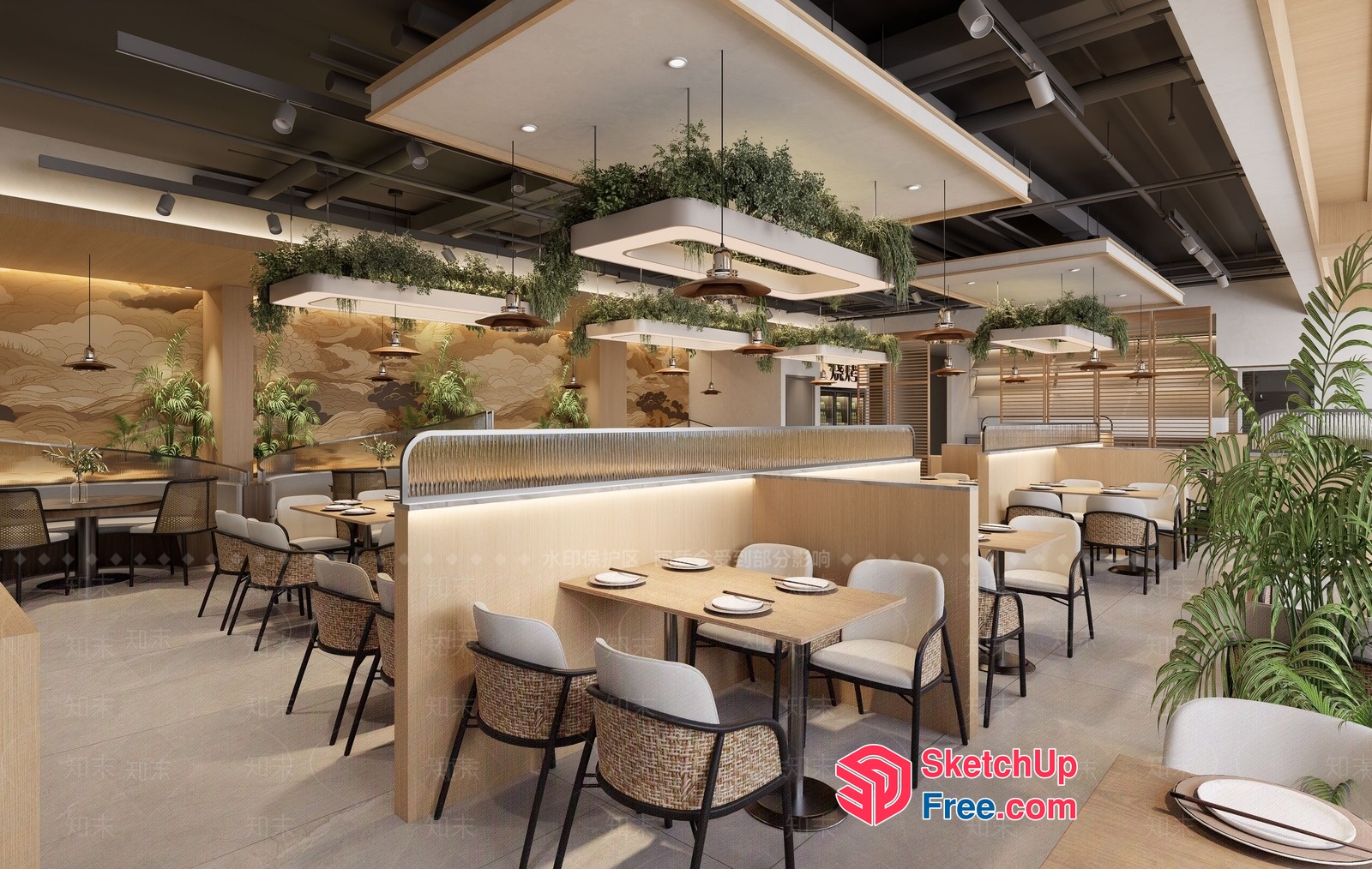 Modern Minimalist Restaurant Interior Design 3D SketchUp File