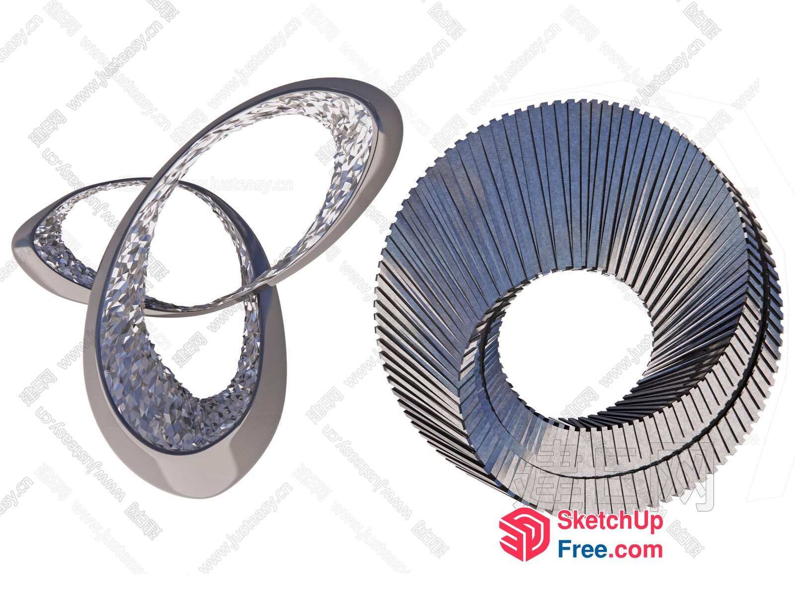 Silver Ornate Spiral Design 3D SketchUp File