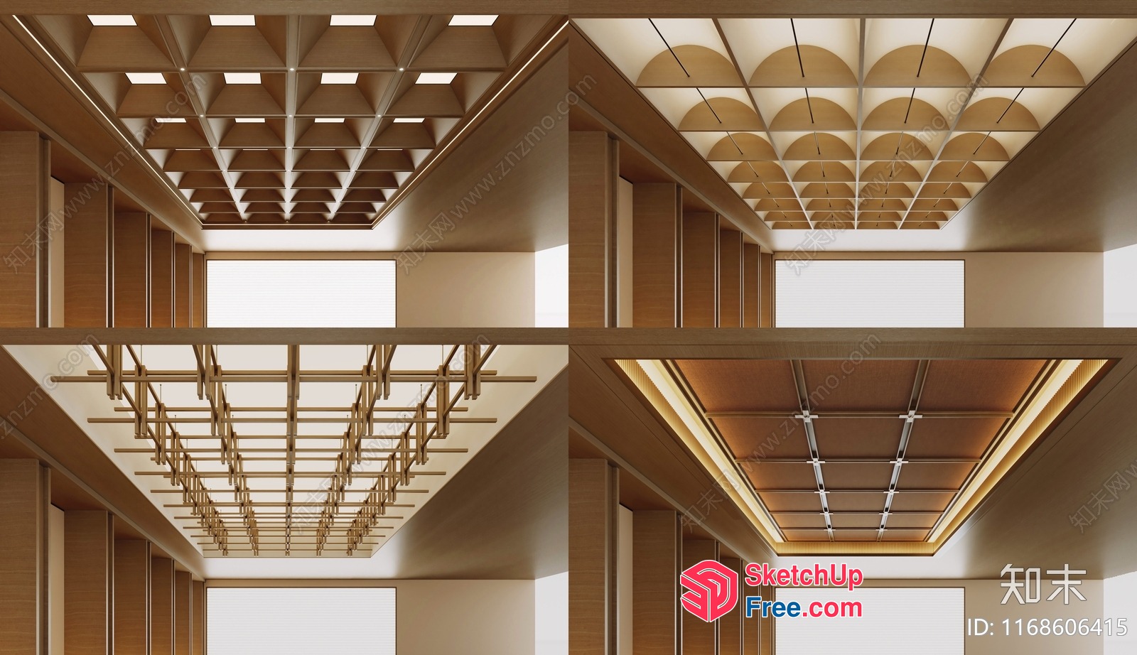 Modern Ceiling Design With Geometric Patterns And Natural Light 3D SketchUp File